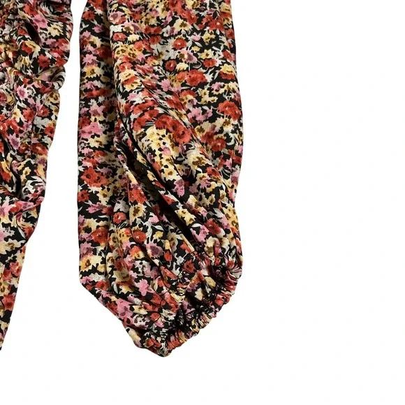 PrettyLittleThing Floral Ruched Mini Dress Long Sleeve Cottagecore Boho Size 10 - Picture 7 of 13